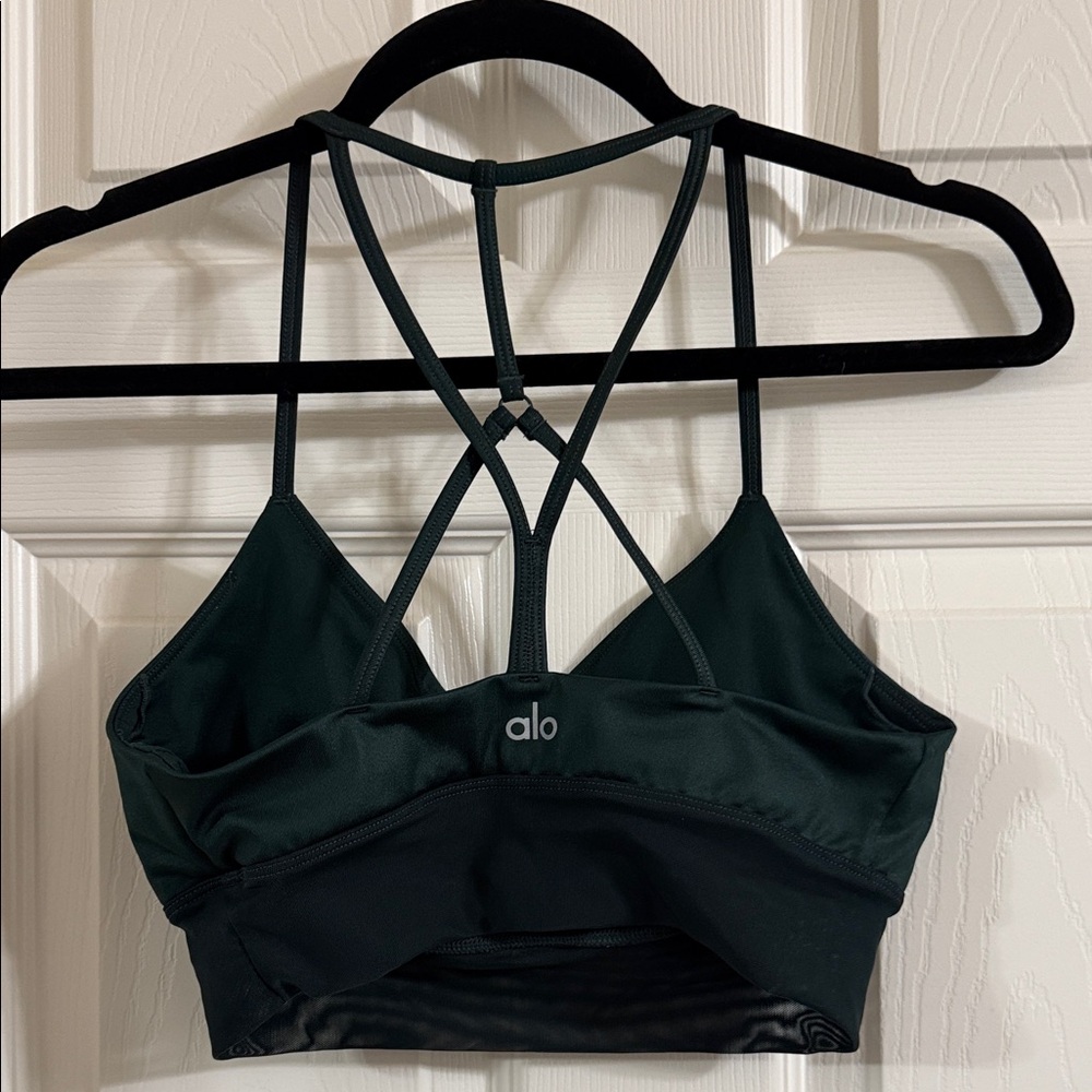 ALO Yoga Dark Green Strappy Sports Bra